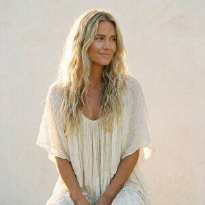 Jens pirate booty gauze flowy cream ivory white top